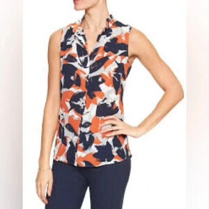 Banana Republic Print  Drapery Classic Ruffle Collar Tank
